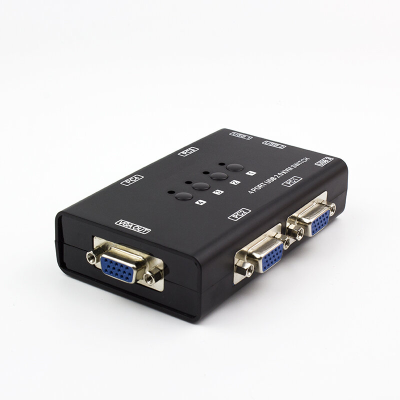 Kvm – convertisseur USB VGA manuel, 4 ports, pour quatre ordinateurs, partage d'un ensemble de souris, clavier et moniteur, envoyer le câble d'origine
