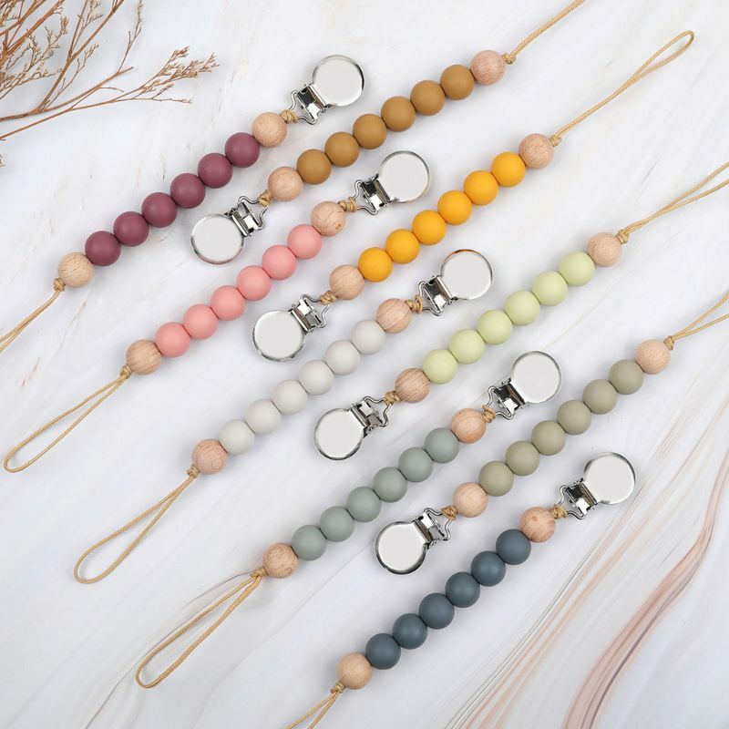 Pacifier Clips Chain Silicone Beads BPA Free DIY Dummy Holder Soother Baby Teething Toys Chew Gifts