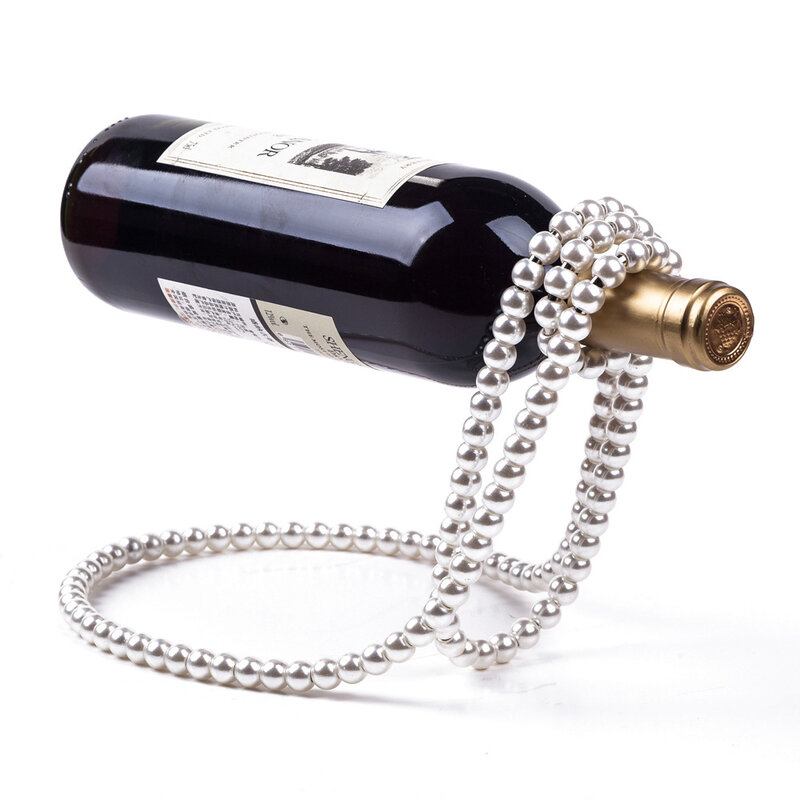 Kreatywny naszyjnik z pereł stojak na wino luksusowy magiczny Metal żywica wiszące zawieszenie uchwyt na butelkę wina stojak na blat dekoracji