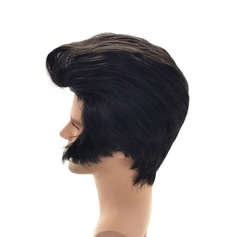 Парик мужской для косплевечерние Элвис Арон Пресли из черных синтетических волос