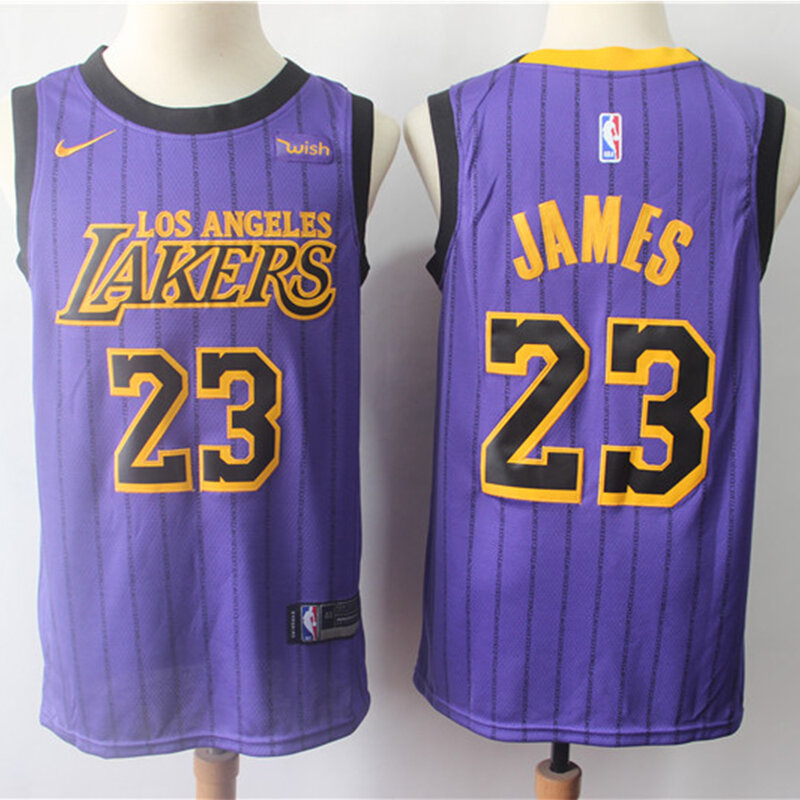 NBA męskie Los Angeles Lakers #23 Lebron James koszykówka Jersey City Edition autentyczne Swingman Jersey męskie szyte koszulki