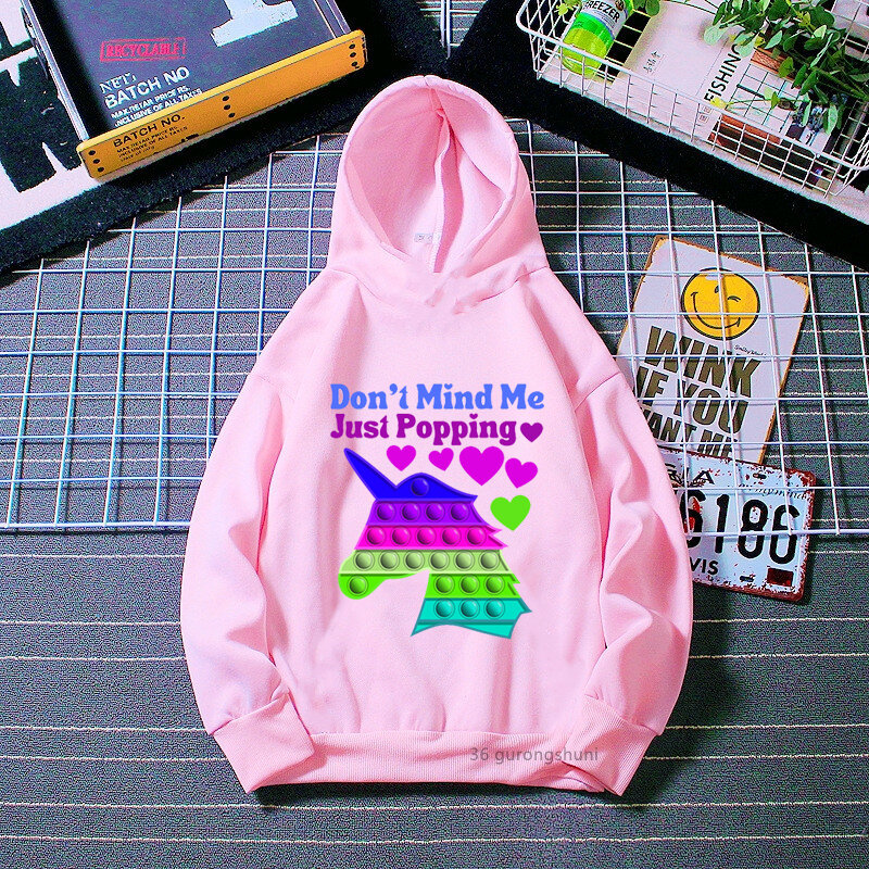 Kawaii arco-íris gato impressão boné hoodies pop hoodies pop pop pop it crianças roupas harajuku moletom inverno/primavera agasalho roupas para crianças