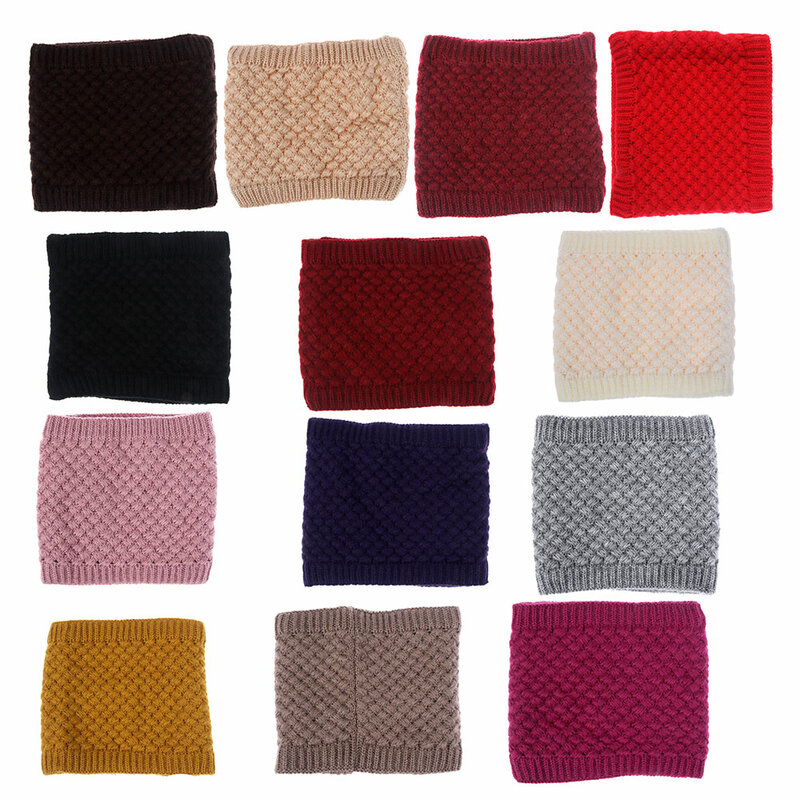 Women Girls Winter Knit Warmer Neck Collar Circle Wrap Cowl Loop Snood Wool Scarf Black Red Pink Multicolor