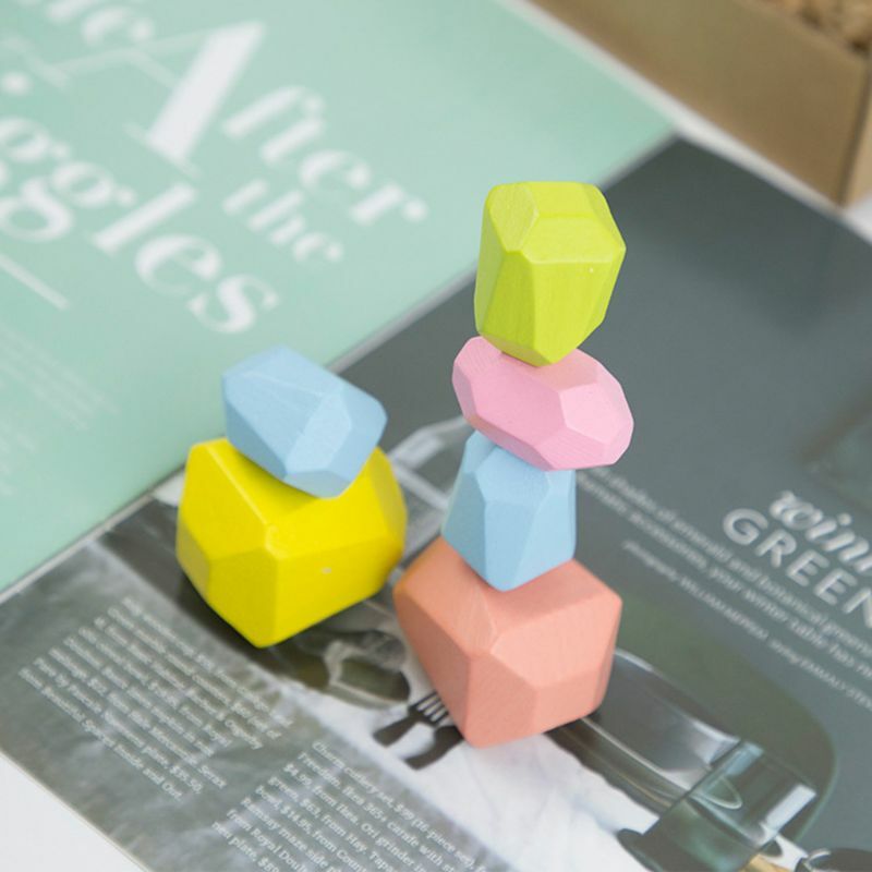 18 шт детские деревянные цветные каменные укладки игра строительный блок Дети творческие развивающие игрушки
