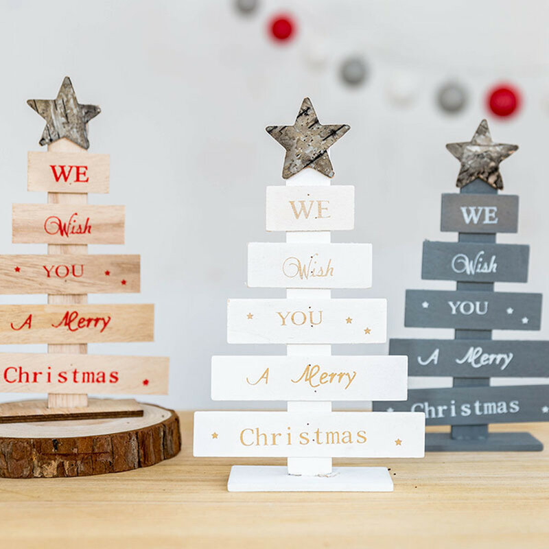 new Year Christmas Wooden Mini Christmas Tree Ornament Decoration Party New Year Xmas Christmas Decoration For Home