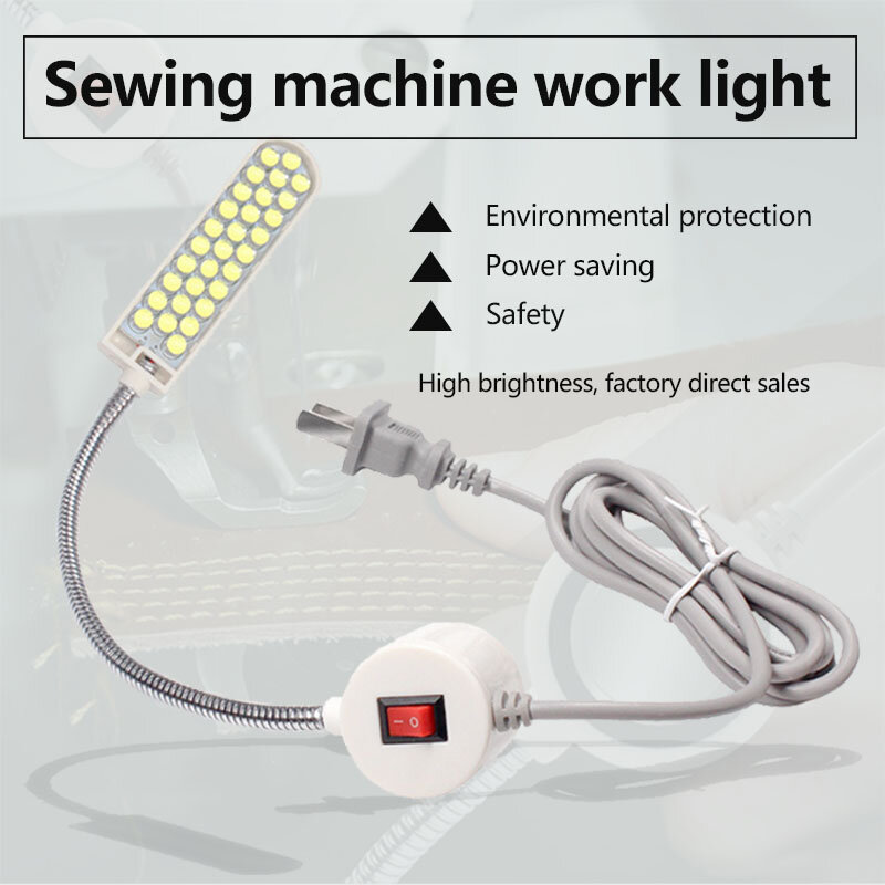 Lámpara de iluminación LED para máquina de coser Industrial, accesorios para máquina de ropa, luz de trabajo, cuello de cisne Flexible de 20/30 °, 10/360 LED