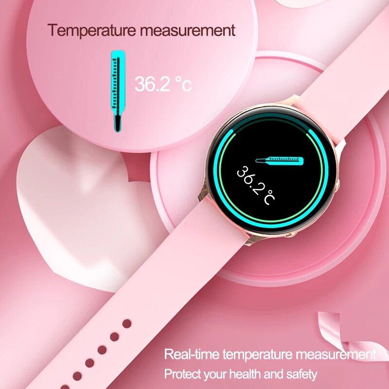 Lige 2021 tela círculo de toque completo relógio inteligente mulher saúde rastreador temperatura smartwatch chamada lembrete esporte senhoras pulseira