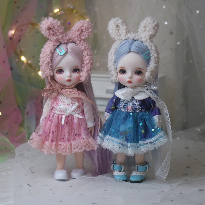 16cm Glass Eyes Blyth Doll Joint Body Fashion Girl Dolls  Bjd Doll Full Set Jointed Doll Children Toys for Girl Birthday Gift