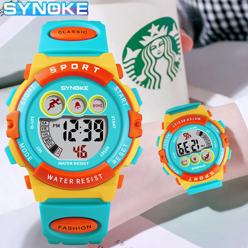 นาฬิกาเด็ก LED ดิจิตอล50M กันน้ำกีฬากลางแจ้งนาฬิกาเด็ก Chronograph นาฬิกาอิเล็กทรอนิกส์นาฬิกาสำหรับเด็กหญิงเด็กชาย