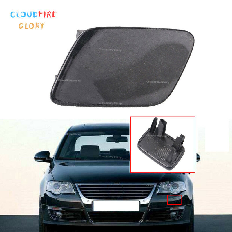 CloudFireGlory 3C0955109A 3C0955110A Front Bumper Headlight Washer Cap Cover Unpainted For VW Passat B6 2006-2011