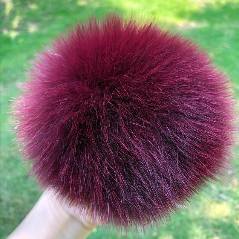 5A quality 13 15cm Large Size Real DIY Fox Fur Pom Poms  Raccoon Fur Pom Poms Natural Fur Ball Pom Poms For Beanies & Bags Shoes