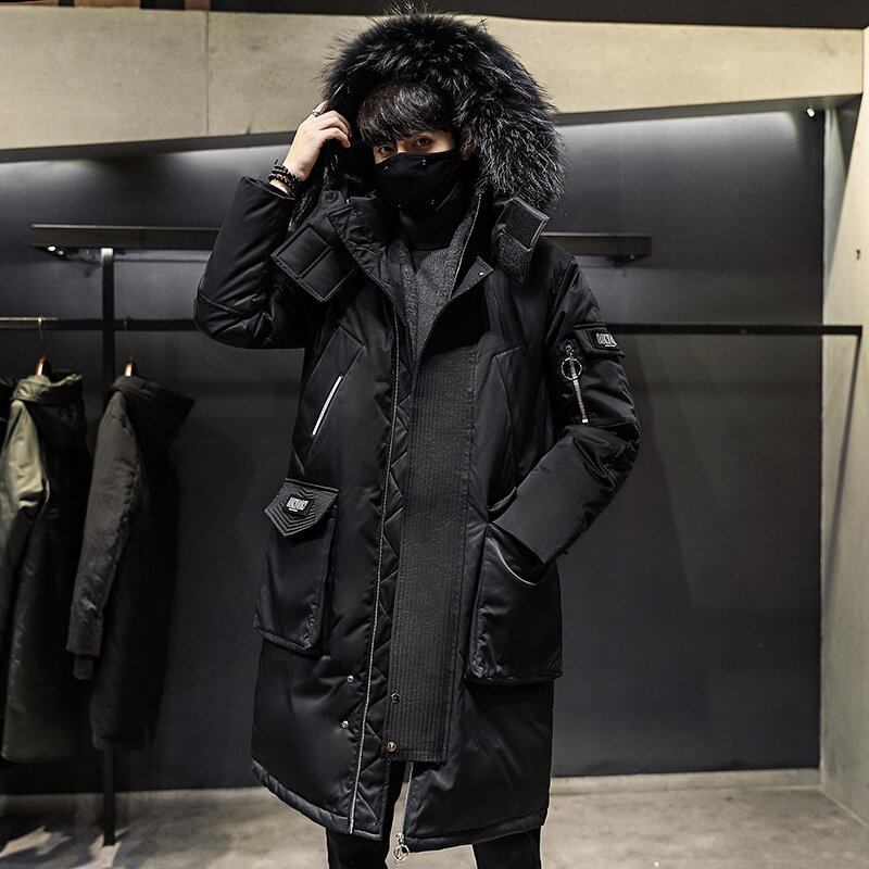 Stijlen Koreaanse Winter Witte Eend Donsjack Mannen Business Lange Dikke Warme Hooded Windbreaker Jas Mannen Effen Fashion Parka Mannen