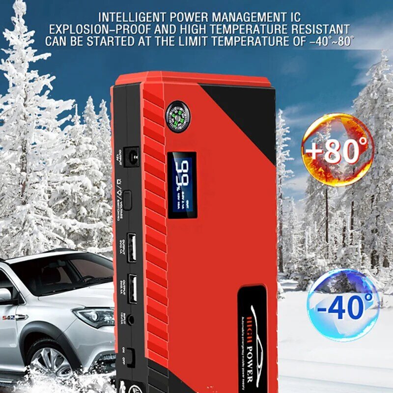 99800mAh Car Jump Starter Power Bank 1200A Portable Car Battery Booster Charger 12V Starting Device For Petrol Diesel Car