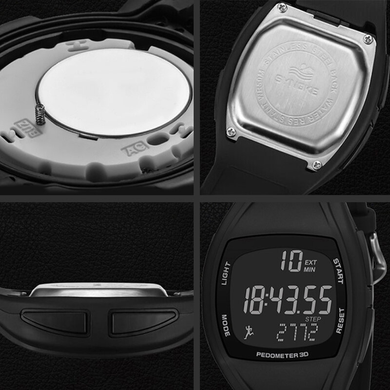 Jam tangan Digital Pedometer Alarm pria, jam tangan pria tahan air dengan fitur Alarm, Chronograph montre multifungsi