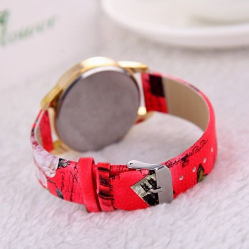 Reloj de pulsera con estampado de rosa para mujer, cronógrafo informal de cuarzo con diamantes de imitación, a la moda