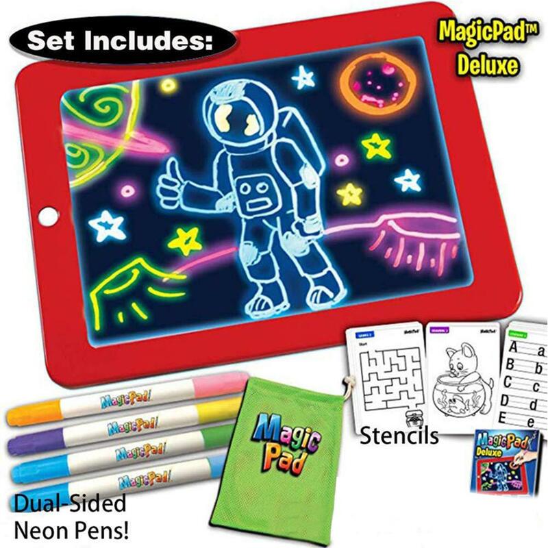 Kuulee 3D Magia Desenho Pad Placa de Luz LED Luminoso Brinquedo Desenvolvimento Intelectual Crianças Pintura Ferramenta de Aprendizagem