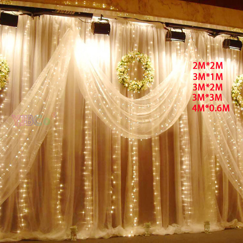 Cortina de carámbano led, cadena de luces de hadas, luz de navidad para boda, decoración de fiesta en casa, enchufe de la ue, 4*0,6/3*1/3*2/3*3m, 220V