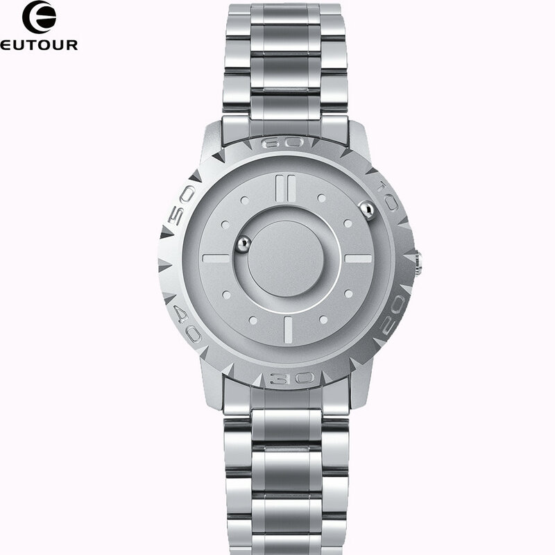 Eutour magnético bola relógio masculino marca de luxo dos famosos relógios de pulso de quartzo à prova dwaterproof água relógios de pulso de quartzo relogio masculino