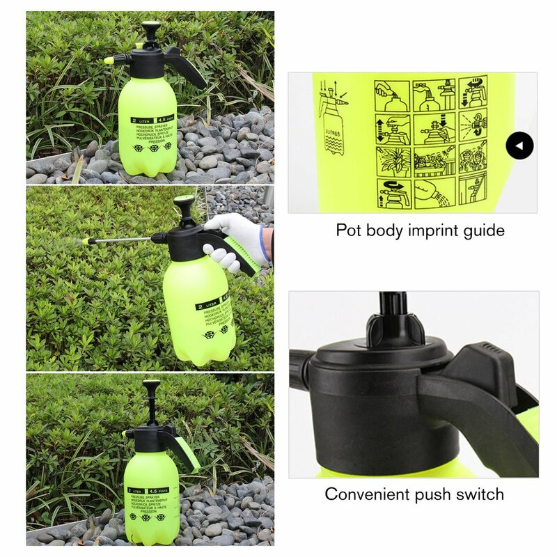 68oz penyemprot pompa taman, 2L botol tekanan tangan, 0.5 galon rumput dapat disesuaikan untuk percikan tanaman penyemprot gulma rumah