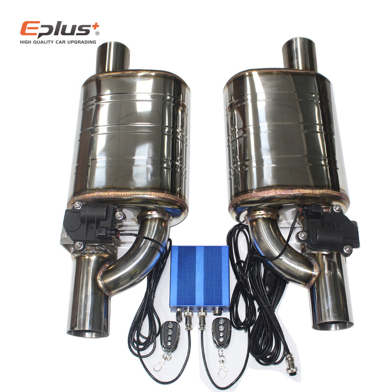 EPLUS-sistema de escape para coche, Kit de tubo de escape con Control de válvula eléctrica, silenciador de ángulo de válvula ajustable, inoxidable, Universal, 51, 63, 70, 76