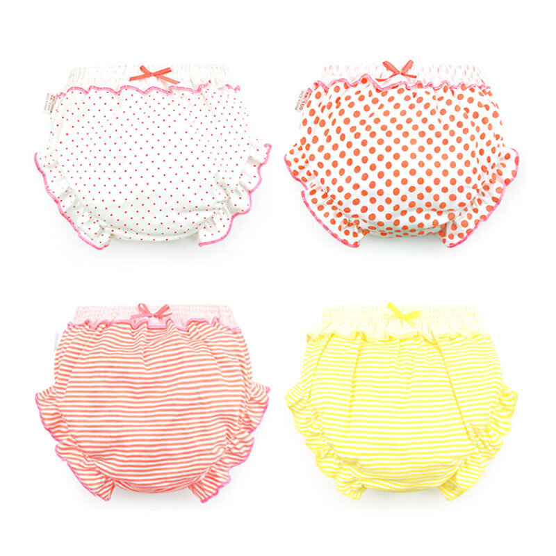 3 Piece/Lot Baby 100%Cotton Panties Kids Girl Infant Newborn Fashion Solid Bow Striped Dots Underpants For Children Soft Briefs