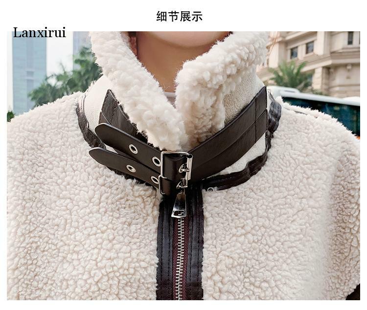 Locomotive jacket female 2020 winter new product short thick lamb fur wool one Korean version loose student
