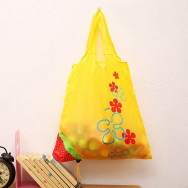 Bolsa plegable de gran capacidad para la compra, bolsa de nailon reutilizable con estampado aleatorio, ideal para guardar comestibles, color verde, novedad