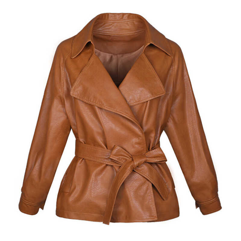 새로운 패션 PU 가죽 자켓 여성 봄 겨울 가짜 가죽 바이커 재킷 오토바이 지퍼 밝은 색상 숙녀 기본 코트
