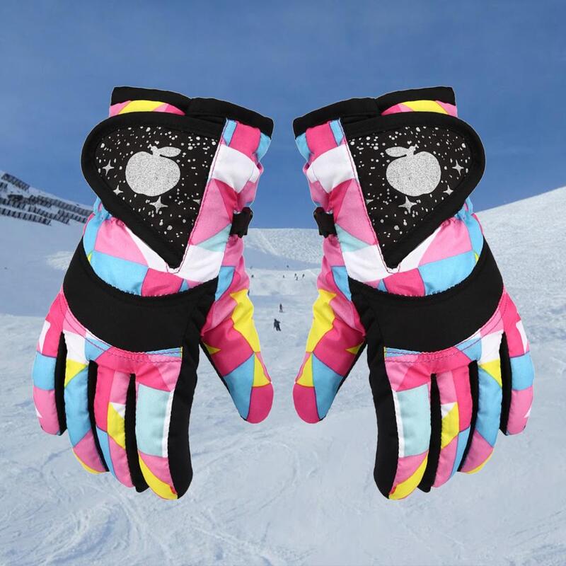 1 par luvas de esqui alta isolamento aquecimento mantendo impermeável inverno unisex crianças luvas de neve para ao ar livre