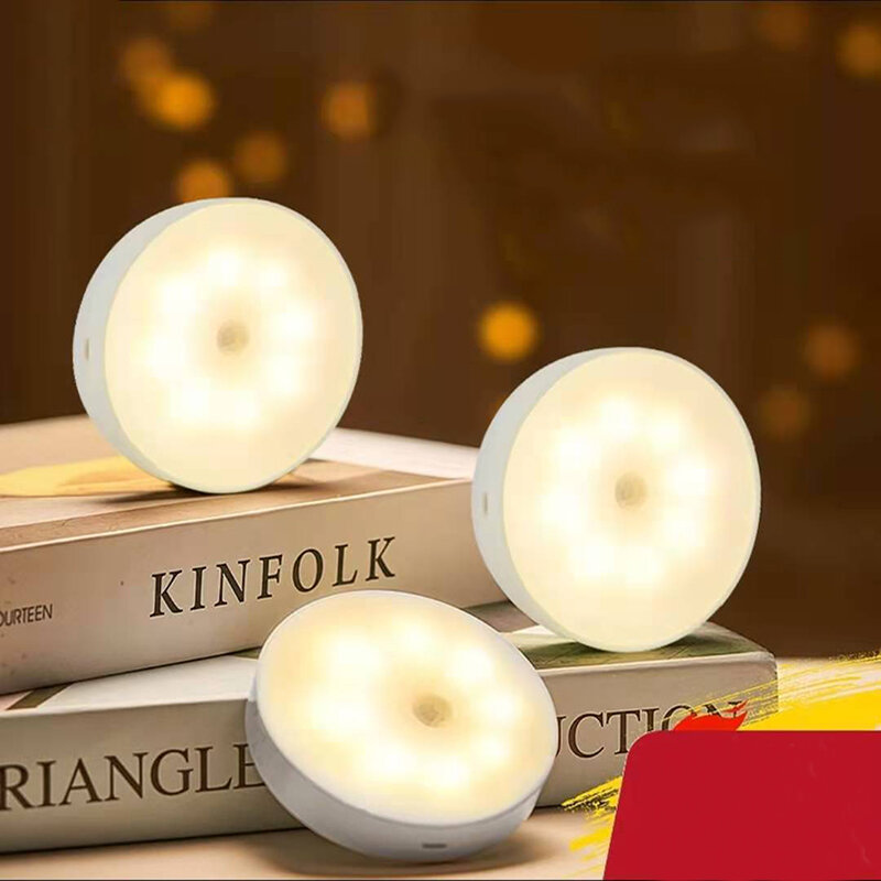 Lampe LED avec capteur infrarouge PIR rechargeable par USB, 8 perles, luminaire décoratif d'intérieur, idéal pour un placard, une chambre à coucher ou un couloir