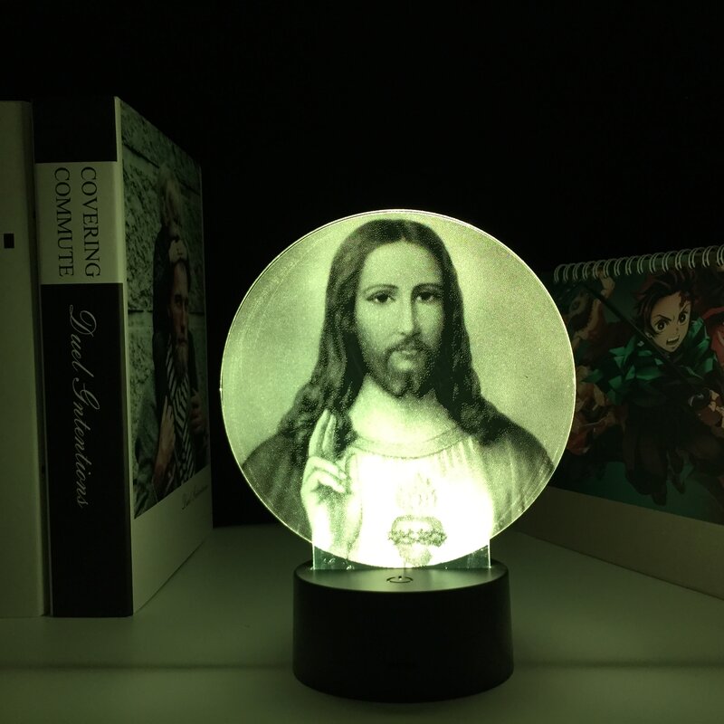 2 Colors Two Tone Lamp Jesus for Birthday Gift Light Colorful Bedroom Decor Manga LED Lamp For Religion Christianity Gift