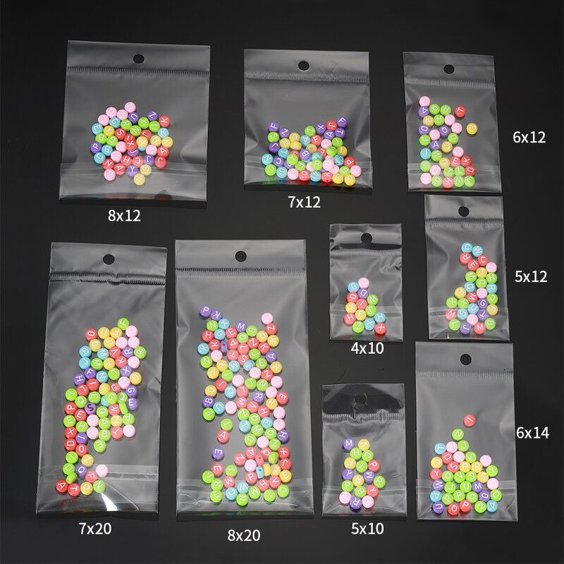 100pcs Multiple Size Clear Self-adhesive Cello Cellophane Bag Self Sealing Plastic Bags for Candy Packing Resealable Bag Jewelry