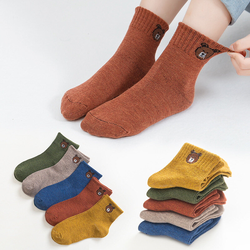 Calcetines antideslizantes para bebé y niño, medias transpirables de algodón para primavera y otoño, mantiene el calor, 5 pares