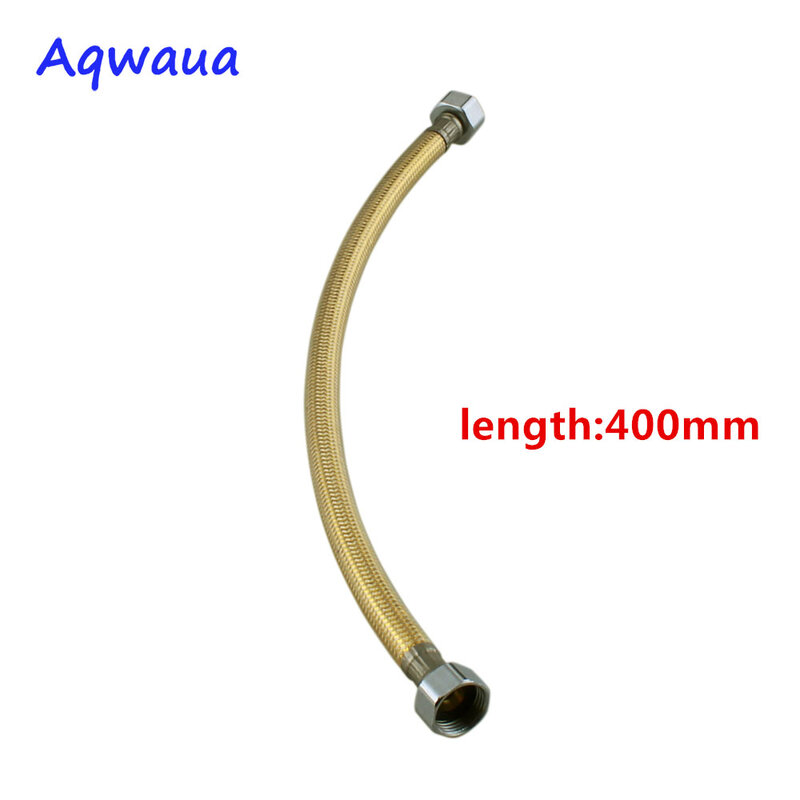 Aqwaua-Golden Faucet Plumbing Mangueira, Aço inoxidável, Tubo flexível para banheiro, Conector de válvula de ângulo, Gold Toilet, 400mm, 500mm, 600mm