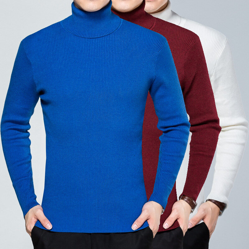 MRMT Sweater lengan panjang pria, Sweater Turtleneck warna Solid wol musim gugur dan musim dingin 2024 untuk lelaki
