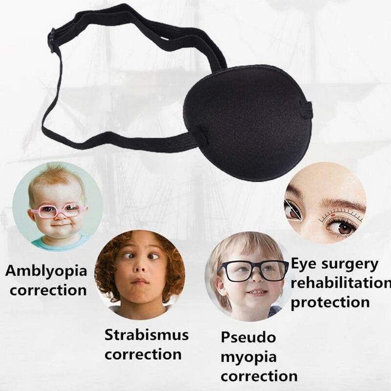 Parche de ojo único para adultos y niños, parche de ojo cóncavo de pirata, ajustable en 3D, para ojo derecho o izquierdo, disfraz de pirata para niños