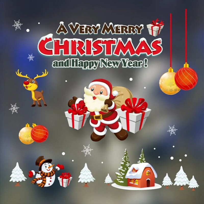 Decoraciones de Navidad pegatina de ventana decoración de Navidad para la decoración de Navidad del hogar feliz Navidad 2019 Feliz Año Nuevo 2020