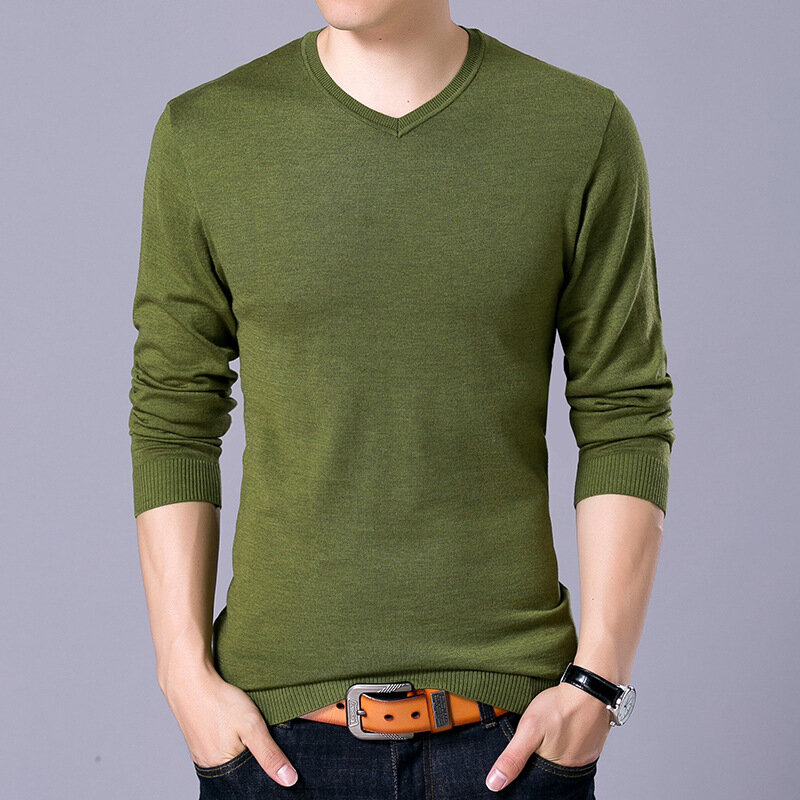 MRMT 2024 nuovissimo maglione Casual da uomo in puro colore lana V Neckwear t-shirt Casual per maglione maschile top t-shirt