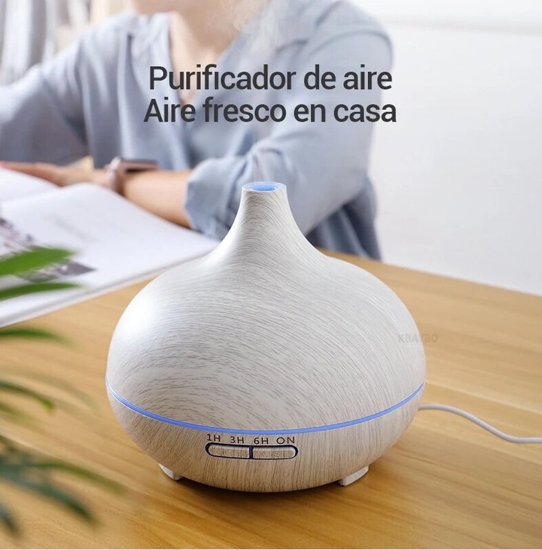 550ml télécommande aromathérapie hydratant huile essentielle humidificateur Grain de bois Cool brumisateur fabricant arôme Air diffuseur pour la maison