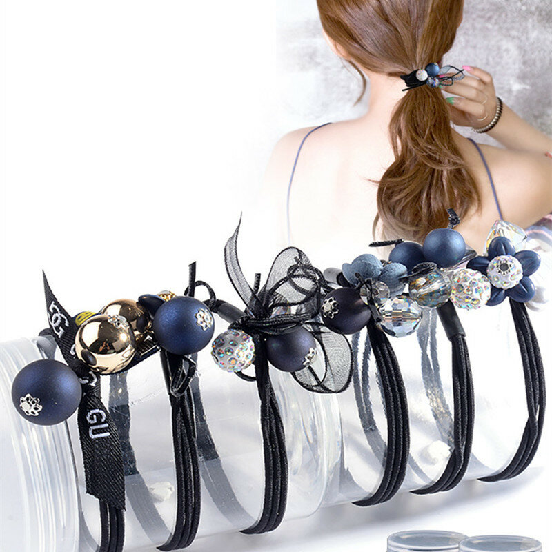 Ensemble de cravates élastiques pour femmes, accessoires coréens, breloques avec nœud papillon en caoutchouc, élastique pour queue de cheval, nouveau, 6 pièces/ensemble