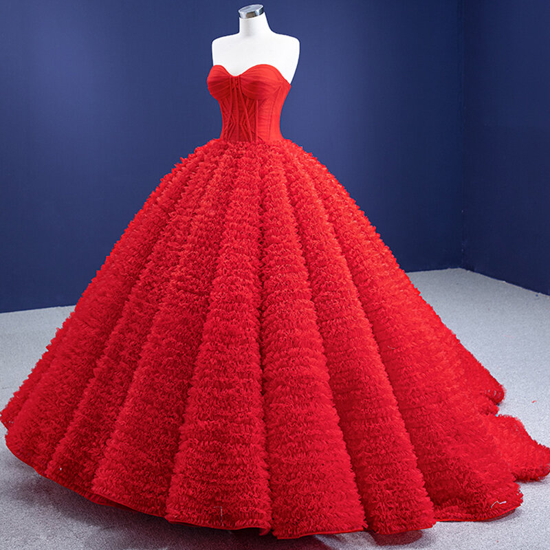 فستان رسمي للحوامل من التل فستان سهرة أنيق للحفلات الراقصة طويل منفوش أحمر سجادة للحفلات المسائية