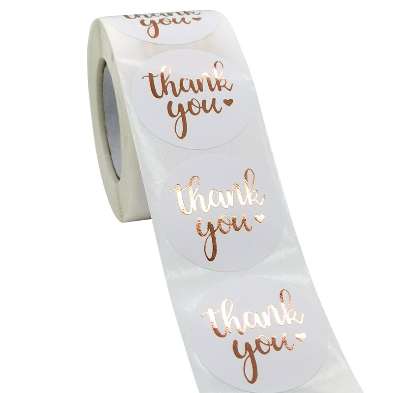 Rose Gold Foil Obrigado Etiqueta, Adequado para Pequenas Empresas Presente, Etiquetas de Selo, Decoração, Envelope, 100-500Pcs