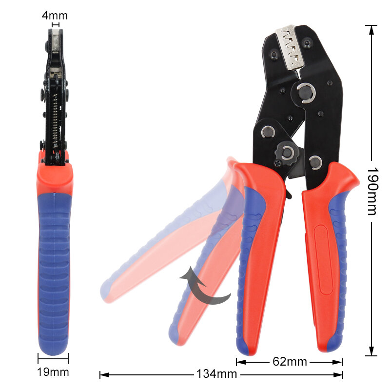 Crimping pliers SN-48BSR 0.25-1.5mm²/23-16AWG for tab 2.8 4.8 6.3mm terminal box Car connector wire electrician YEFYM tools