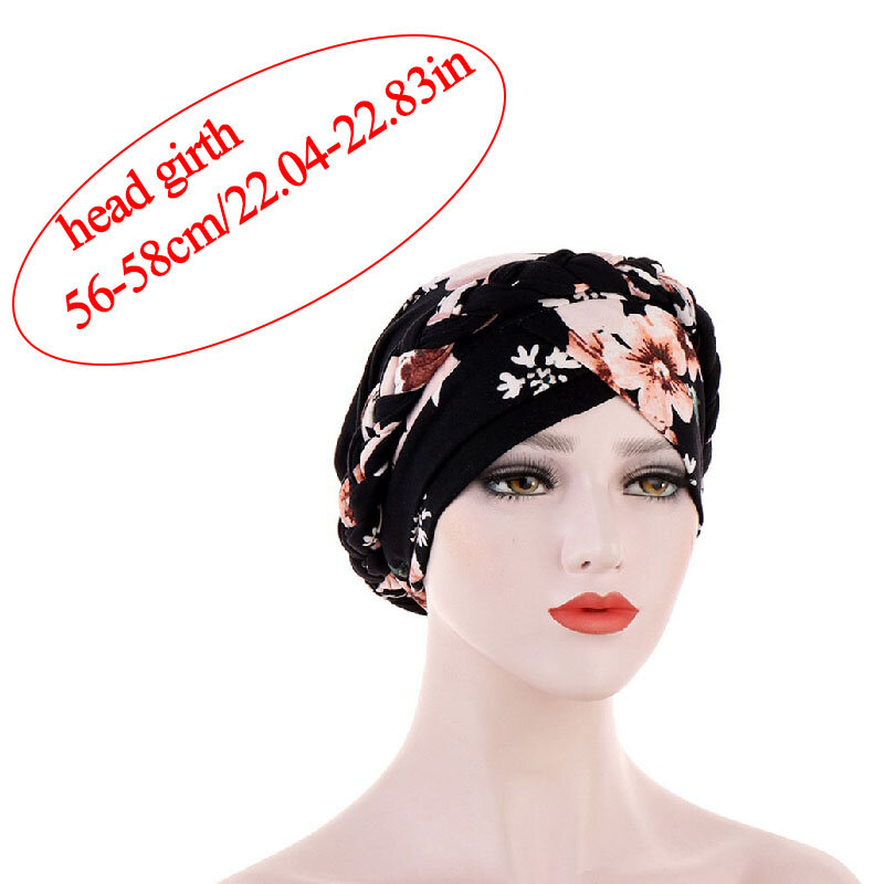 ดอกไม้หวานพิมพ์Turbanผู้หญิงลวงตาพิมพ์หัวห่อสุภาพสตรีผ้าฝ้ายTurbantes Casual SleepหมวกสีทึบHeadwear