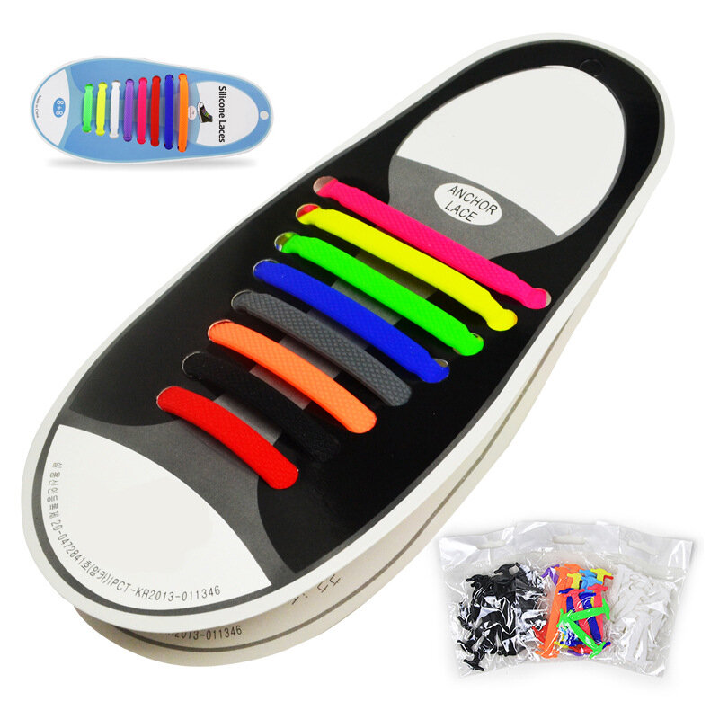 Cordones elásticos de silicona para zapatos, accesorios creativos de goma para perezosos, 16 unidades por lote, 2023