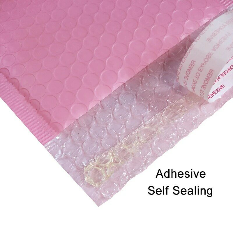 Bolsa de correo de burbujas de polietileno, sobres acolchados con autosellado, color rosa claro, 50 unidades