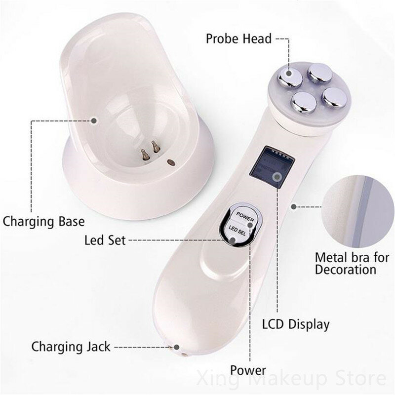 USB 충전 RF 무선 주파수 LED 광자 스킨 케어 장치 얼굴 리프팅 주름 제거 페이셜 클리너, 20 #8