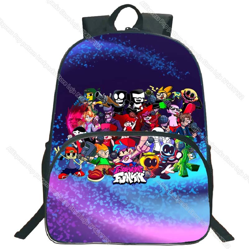 Noite de sexta-feira funkin mochila para crianças estudantes dos desenhos animados anime sacos de escola meninos meninas adolescentes sacos de viagem unisex zíper mochila