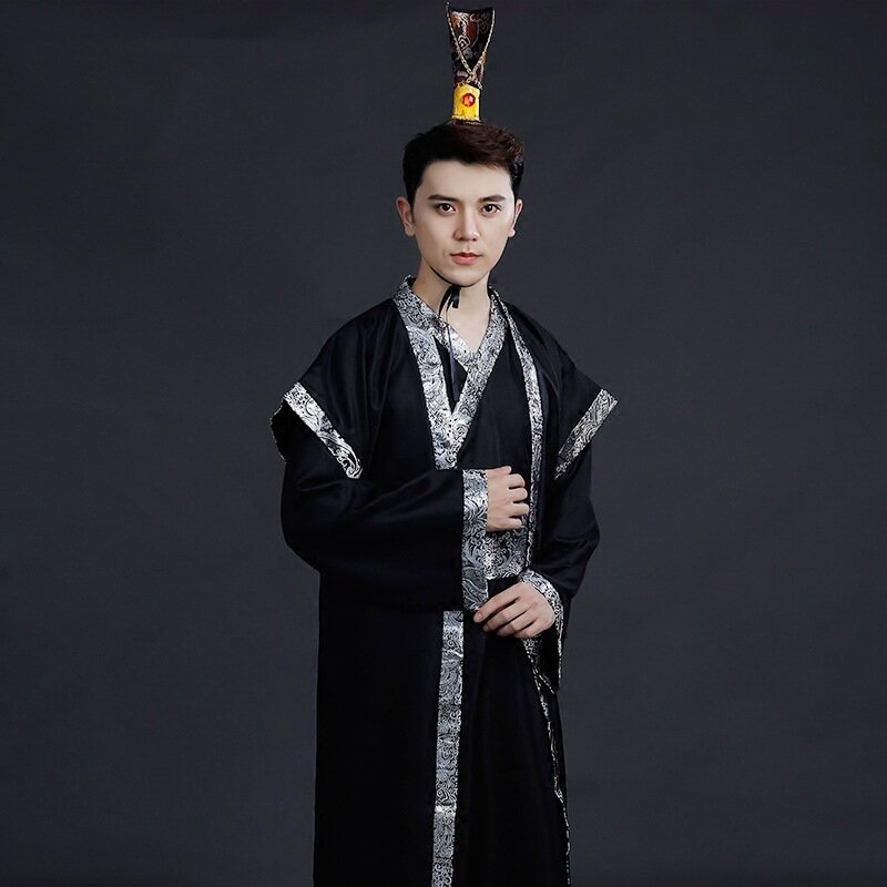 Costume ancien Han pour hommes, Costume Tang de la dynastie Qin, de la période de guerre du printemps et de l'automne, trois royaumes de la dynastie Han
