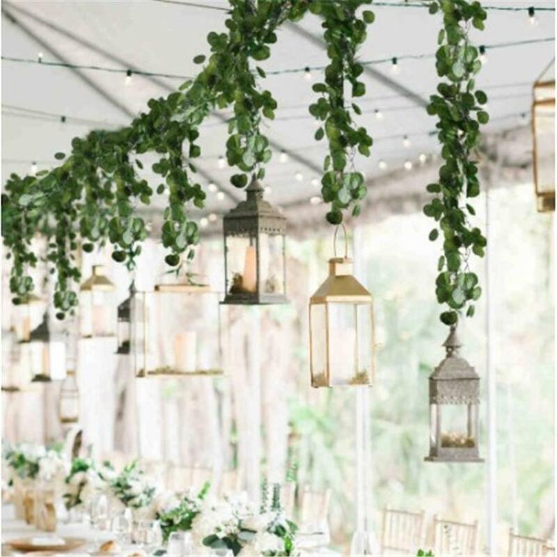 Hojas de hiedra falsas de 200cm, vides artificiales, guirnalda de hiedra, plantas colgantes artificiales para decoración de pared de boda, 1 unidad